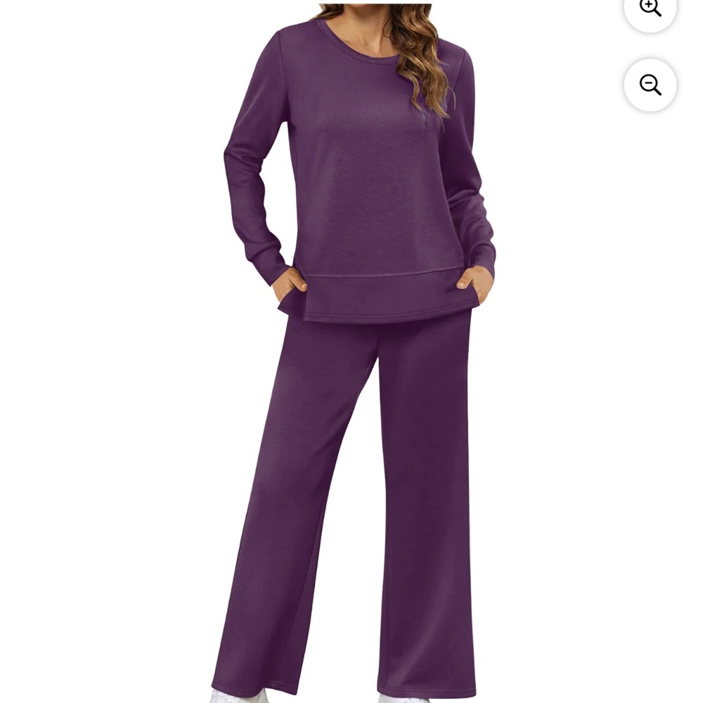 Women's Purple Wide-Leg Track Pants & Pullover Set